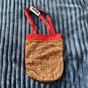 NWT Shrujan Threads of Life Indian Embroidered Mirror Bag Zipper Pockets Boho